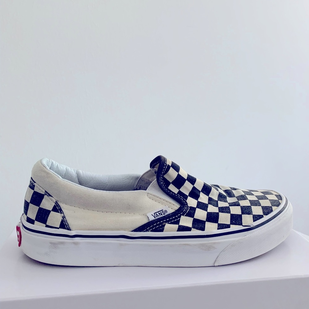 Vans White Checkered Classic Slip On Sneakers